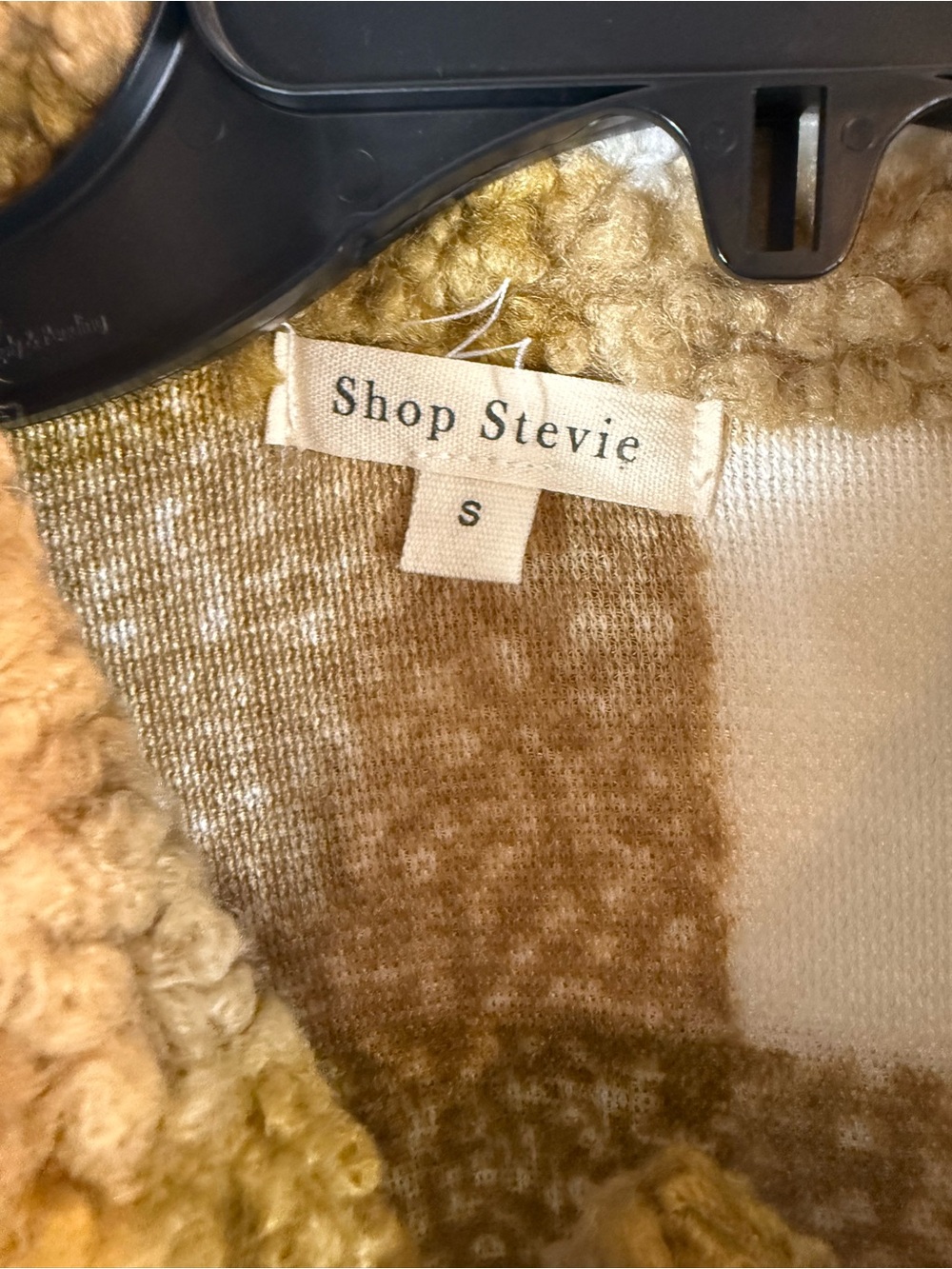Shop Stevie Plaid Teddy Shacket in white & Tan size: S - Picture 8 of 14